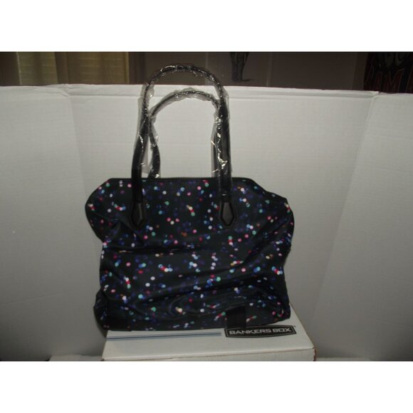 Mondani Weekender Patterned Black Tote Bag With Colorful Dots & Polka Dots - Picture 1 of 2